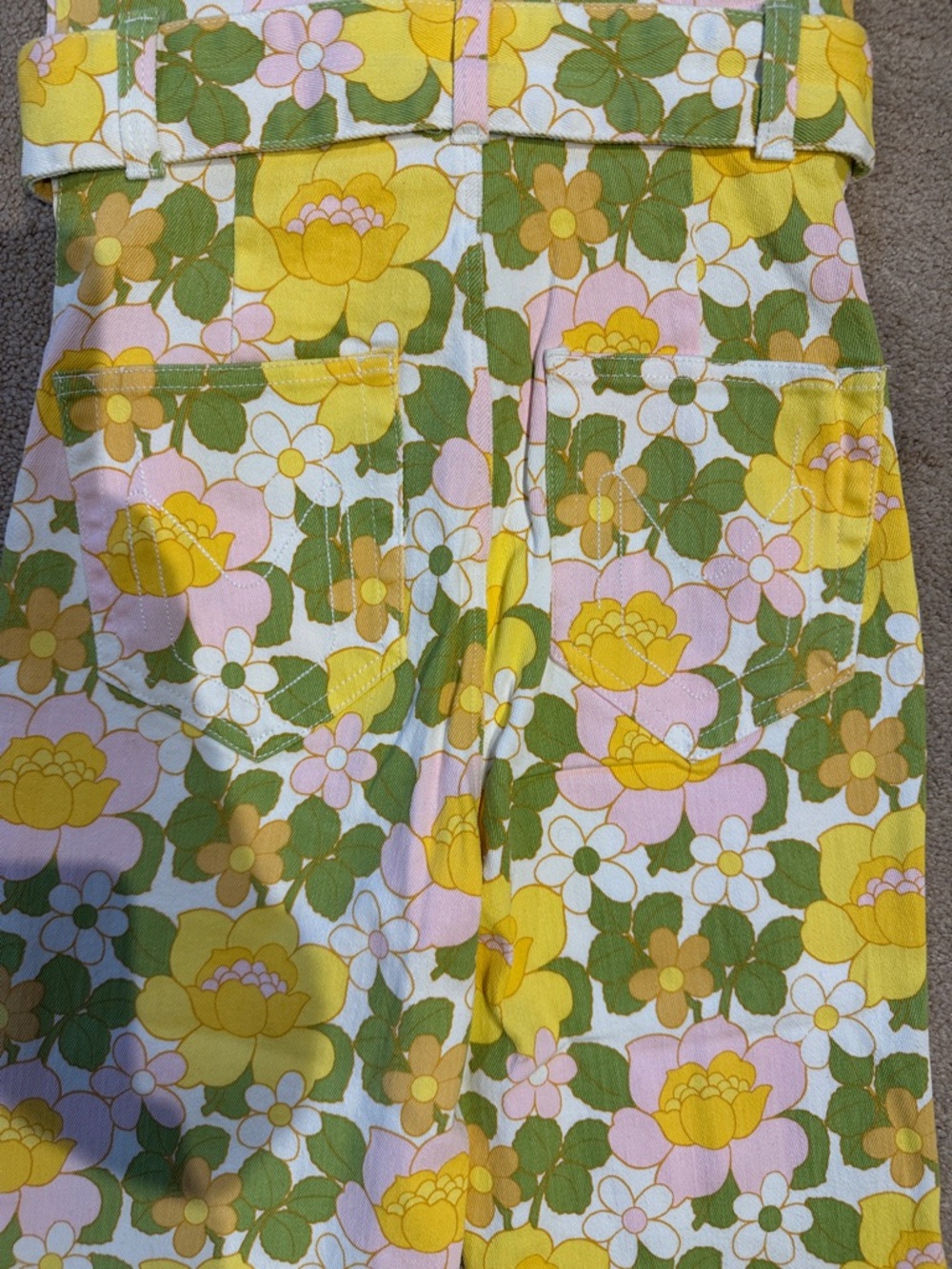 Show Me Your MuMu Yellow & Green Floral Sleeveless Belted Jumpsuit - Picture 7 of 8